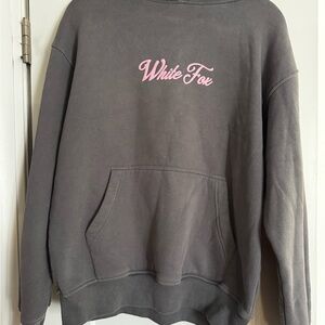 Women’s White Fox Boutique Charcoal Grey With Pink Logo Hoodie
